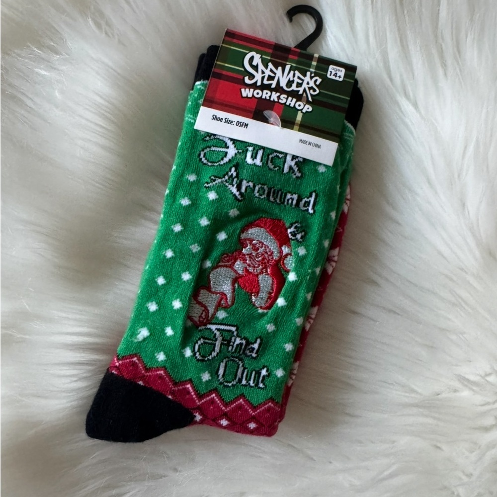 (💚4/$20) Funny / Rude Christmas Santa Socks
